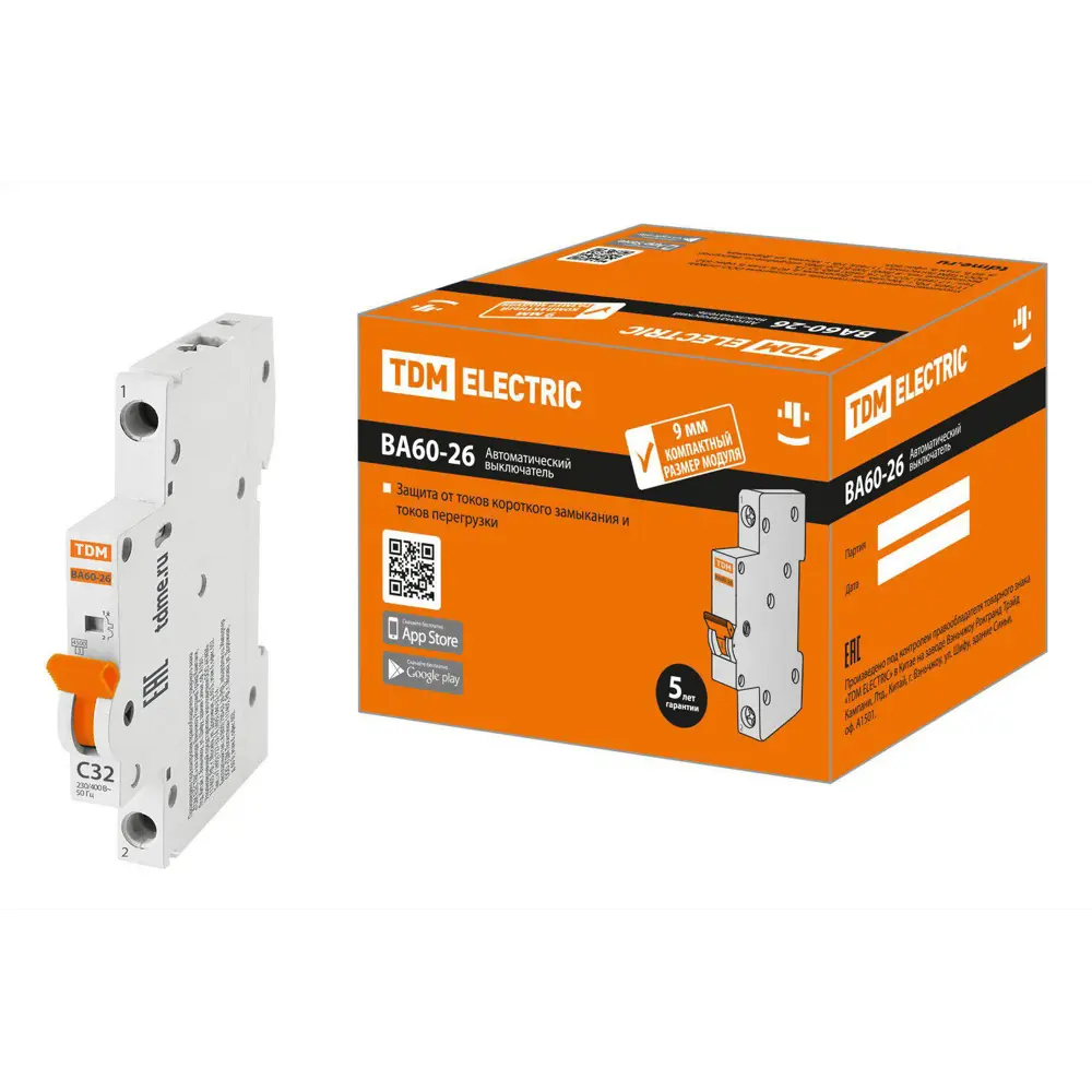 Фото Автоматический выключатель TDM Electric ВА60-26-14 1P C32 A 4.5 kA SQ0206-0606 Фото Автоматический выключатель TDM Electric ВА60-26-14 1P C32 A 4.5 kA SQ0206-0606