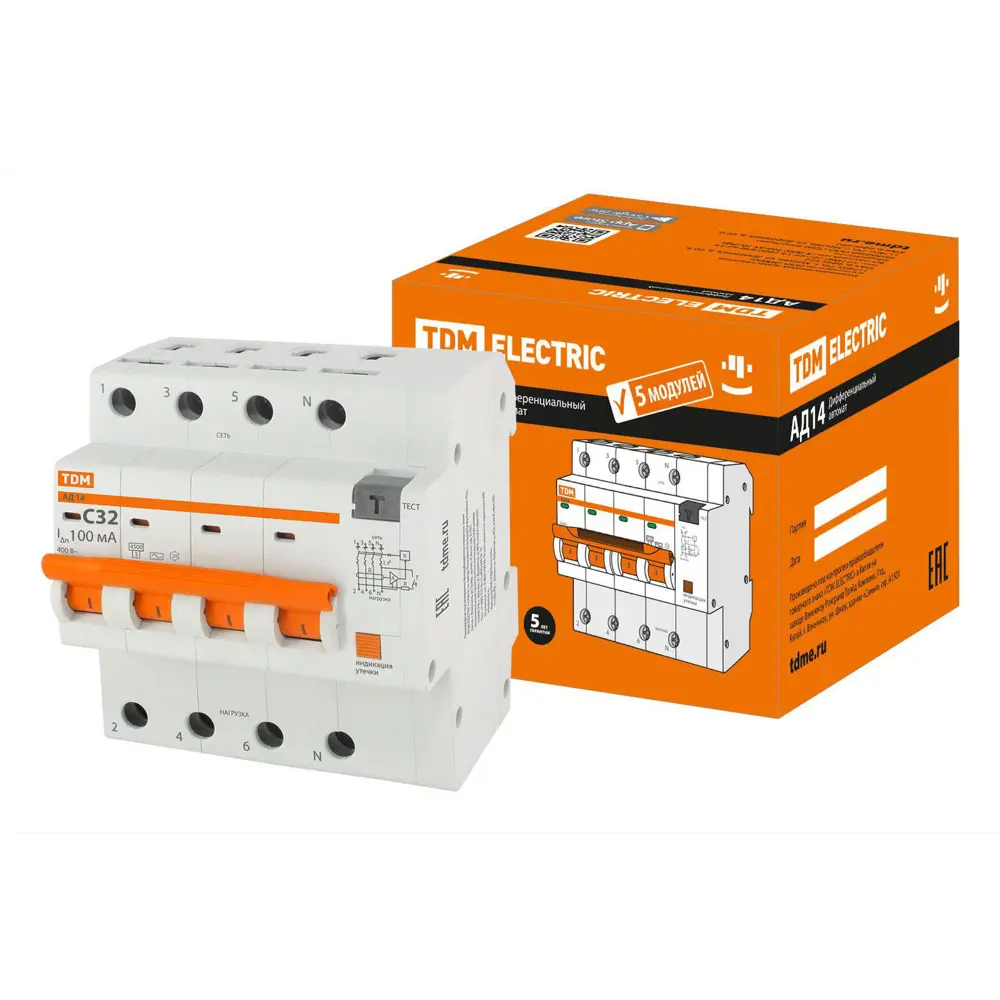 Фото Дифференциальный автомат Tdm Electric АД-14 4P C32 A 100 мА 4.5 кА AC SQ0204-0137 Фото Дифференциальный автомат Tdm Electric АД-14 4P C32 A 100 мА 4.5 кА AC SQ0204-0137