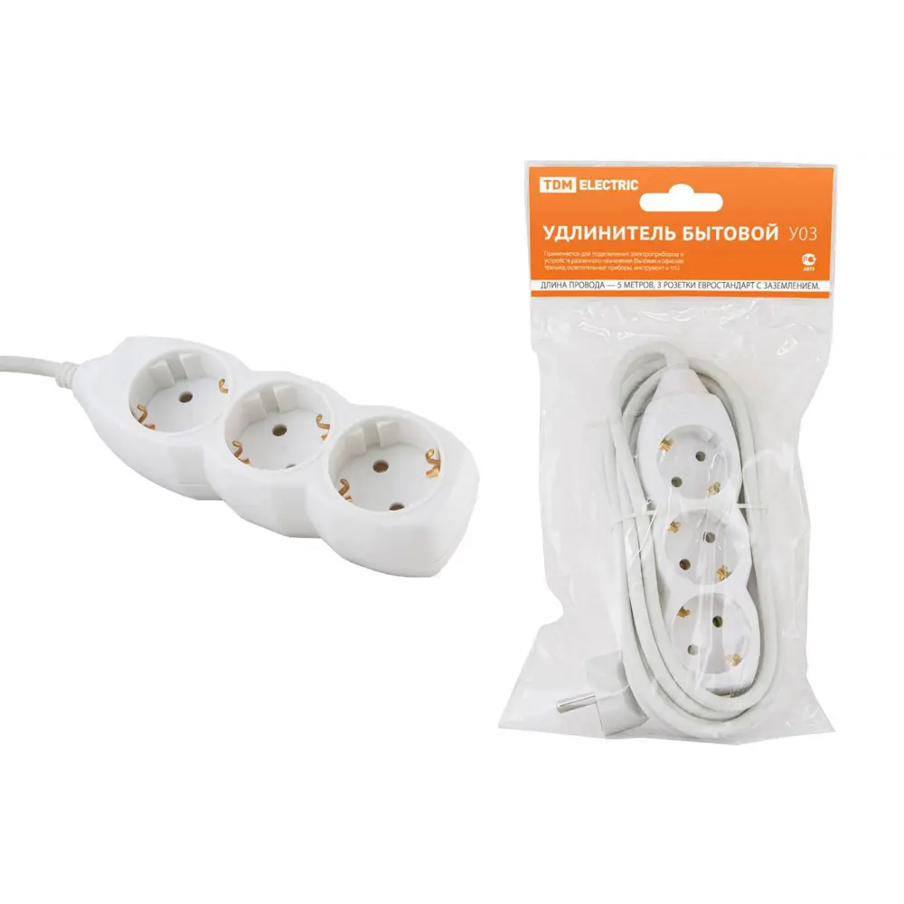Фото Удлинитель Tdm electric SQ1303-0002 3 розетки, 5 м Фото Удлинитель Tdm electric SQ1303-0002 3 розетки, 5 м