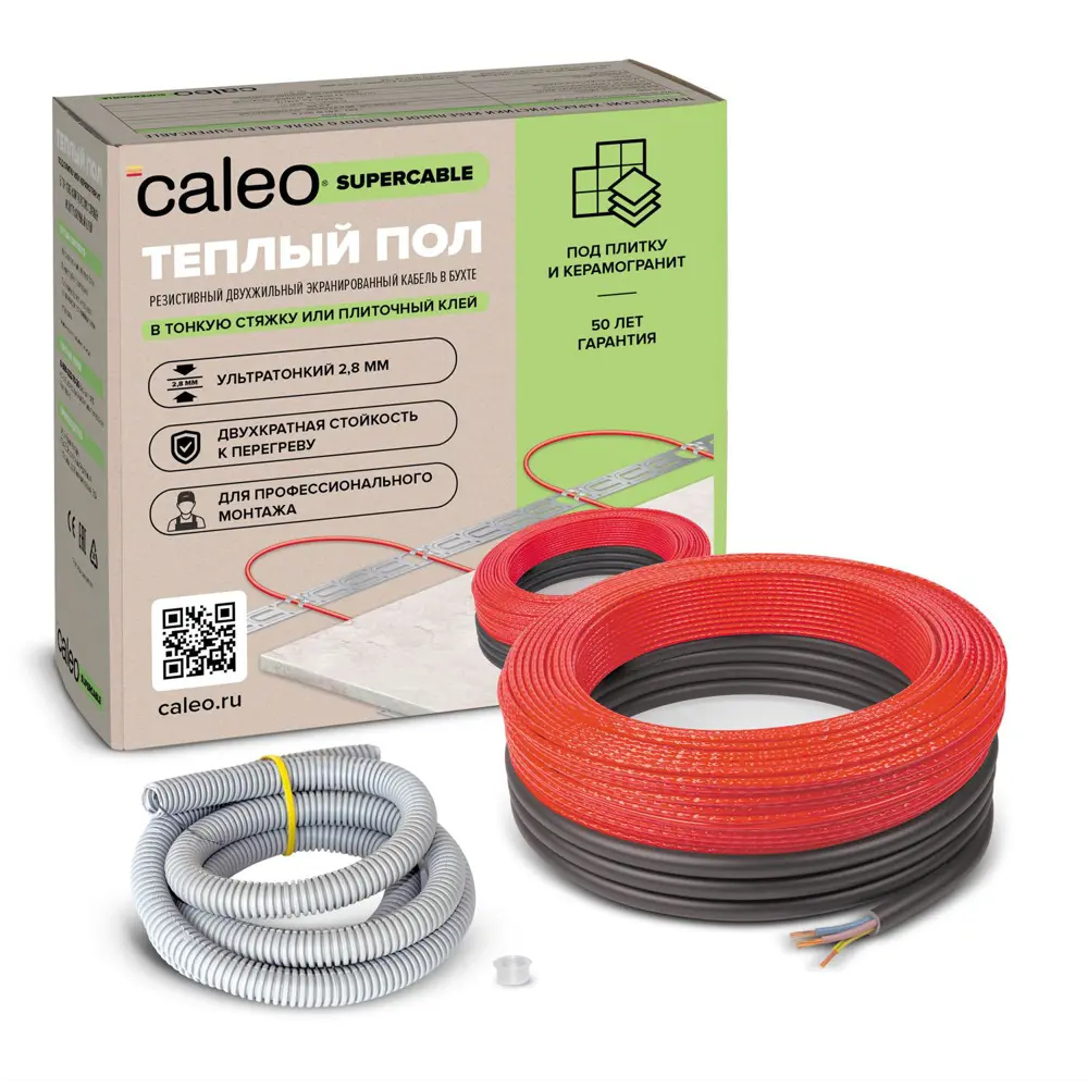 Фото Нагревательный кабель для теплого пола Caleo Supercable 18W-120 120 м 2160 Вт Фото Нагревательный кабель для теплого пола Caleo Supercable 18W-120 120 м 2160 Вт