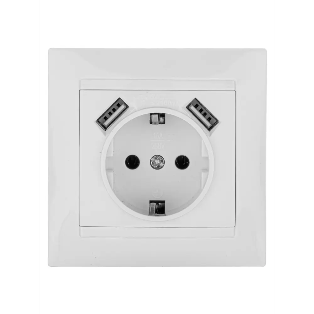Фото 3 Розетка встраиваемая Tdm electric Лама SQ1815-0042 2 USB порта 2.1А цвет белый Фото 3 Розетка встраиваемая Tdm electric Лама SQ1815-0042 2 USB порта 2.1А цвет белый
