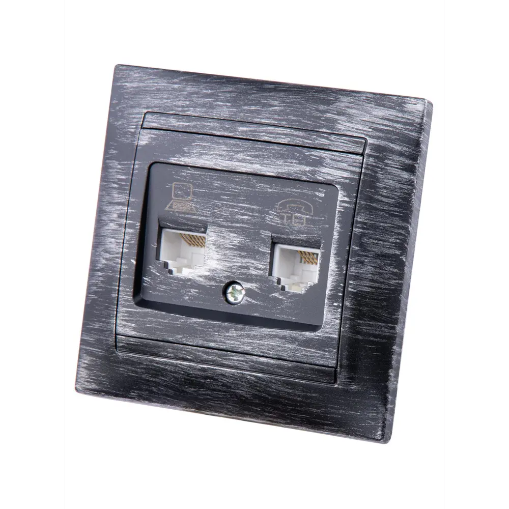 Фото 2 Розетка для телефона/компьютера Tdm electric Лама SQ1815-0660 RJ11/RJ45 цвет старинное серебро Фото 2 Розетка для телефона/компьютера Tdm electric Лама SQ1815-0660 RJ11/RJ45 цвет старинное серебро