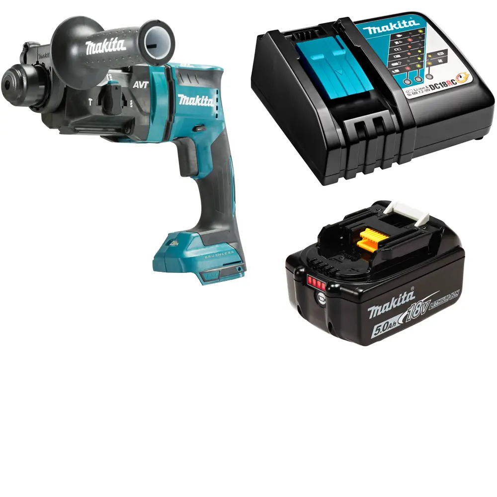 Фото Перфоратор аккумуляторный бесщеточный SDS Plus Makita DHR182, 18 В Li-Ion 1x5 Ач, 1.7 Дж Фото Перфоратор аккумуляторный бесщеточный SDS Plus Makita DHR182, 18 В Li-Ion 1x5 Ач, 1.7 Дж
