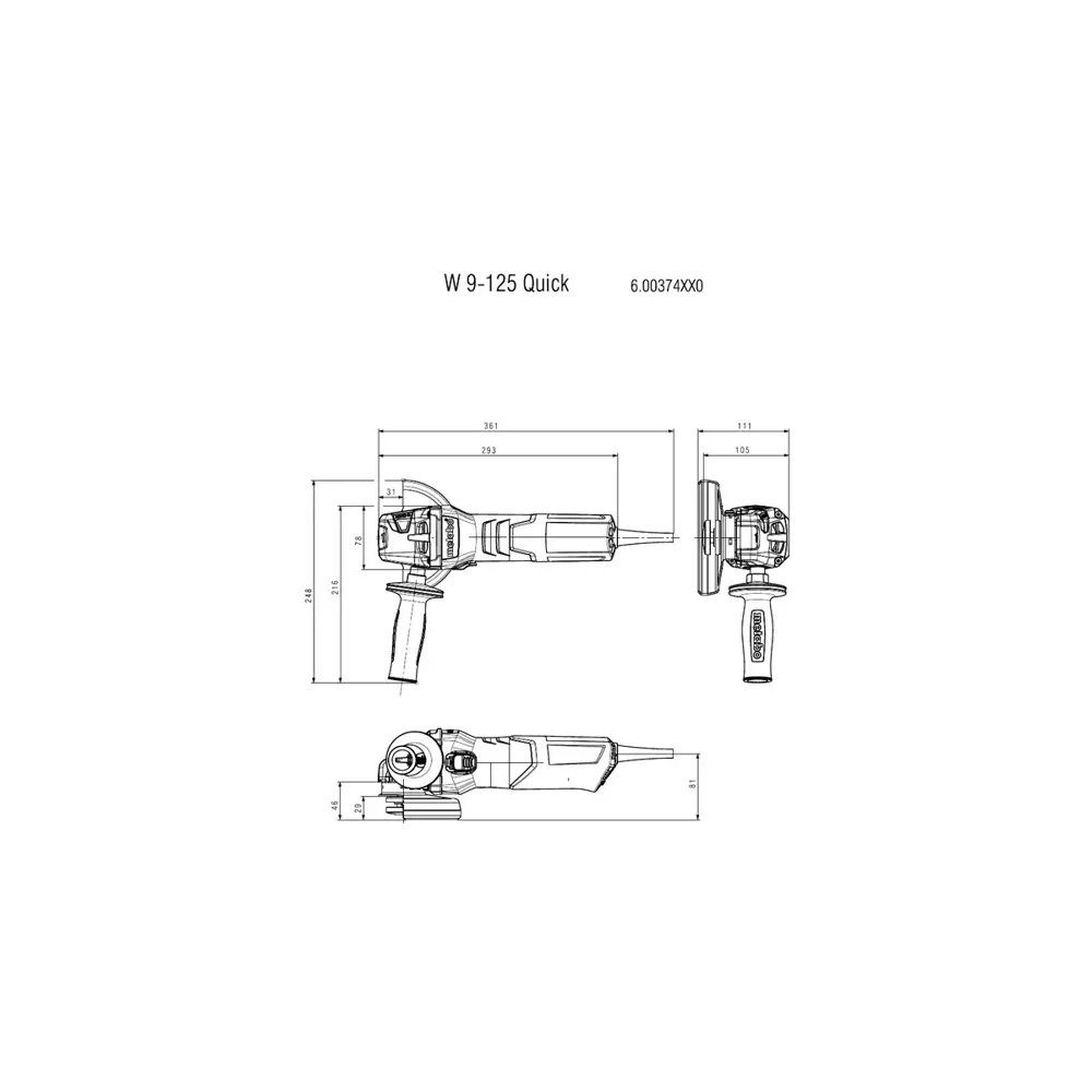 Фото 2 УШМ сетевая Metabo W 9-125 Quick 600374000, 900 Вт, 125 мм Фото 2 УШМ сетевая Metabo W 9-125 Quick 600374000, 900 Вт, 125 мм