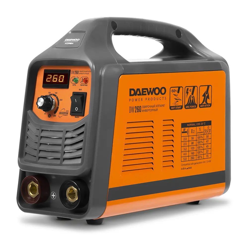 Фото 2 Сварочный аппарат инверторный Daewoo DW 260, 260 А, до 5 мм Фото 2 Сварочный аппарат инверторный Daewoo DW 260, 260 А, до 5 мм
