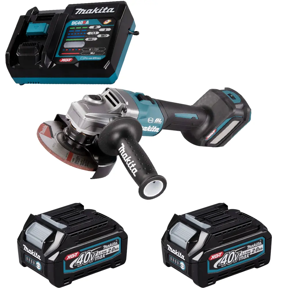 Фото УШМ аккумуляторная бесщеточная Makita GA023GA201, 40 В Li-Ion 2x2 Ач, 125 мм Фото УШМ аккумуляторная бесщеточная Makita GA023GA201, 40 В Li-Ion 2x2 Ач, 125 мм