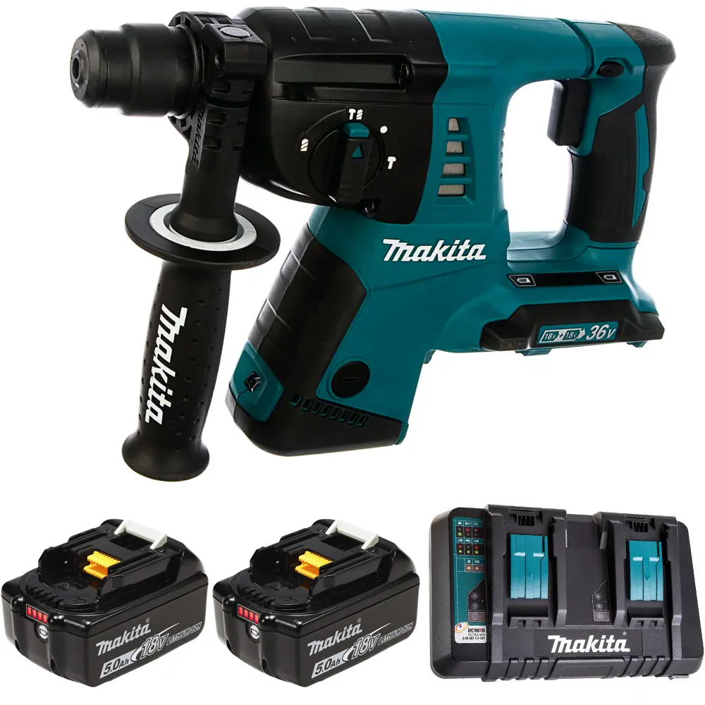 Фото Перфоратор аккумуляторный Makita DHR263PT2 SDS+ 25Дж 36В Li-Ion 2x5Ач Фото Перфоратор аккумуляторный Makita DHR263PT2 SDS+ 25Дж 36В Li-Ion 2x5Ач