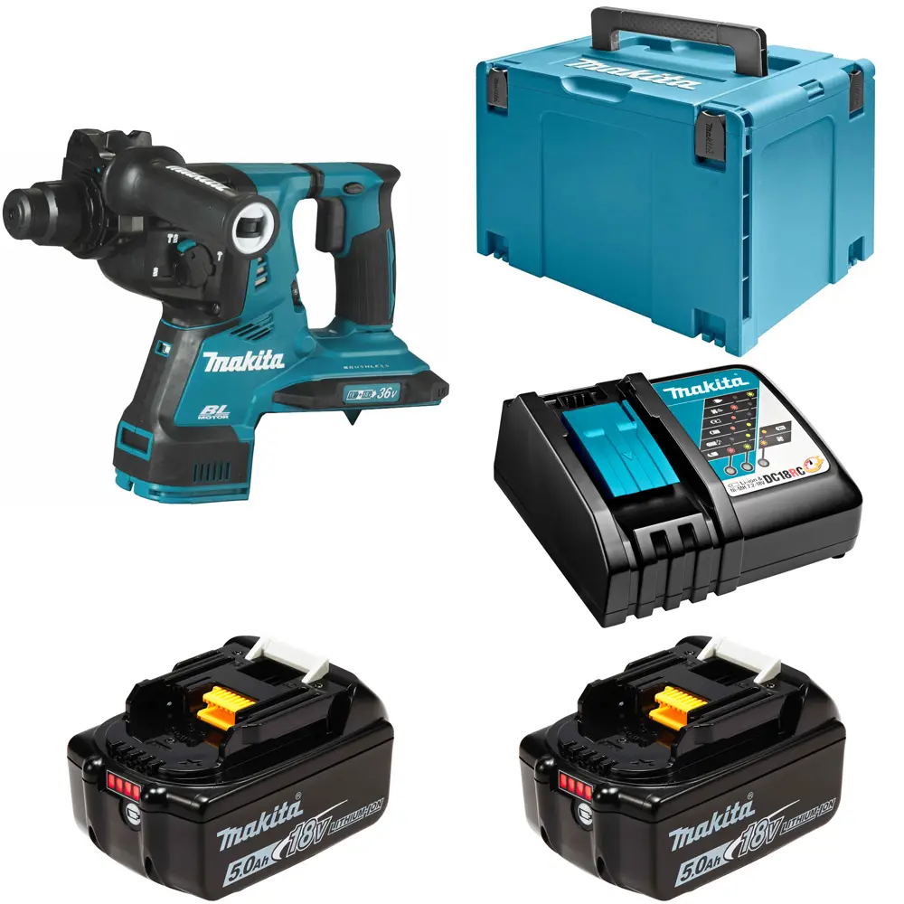 Фото Перфоратор аккумуляторный Makita DHR282JRTE SDS+ 28Дж 36В Li-Ion 2x5Ач Фото Перфоратор аккумуляторный Makita DHR282JRTE SDS+ 28Дж 36В Li-Ion 2x5Ач