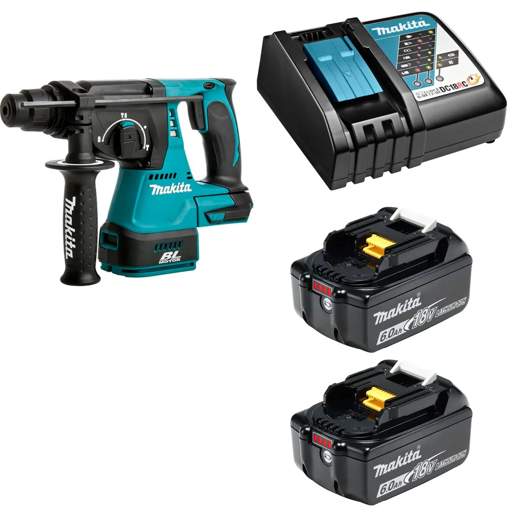 Фото Перфоратор аккумуляторный Makita DHR242RGE SDS+ 24Дж 18В Li-Ion 2x6Ач Фото Перфоратор аккумуляторный Makita DHR242RGE SDS+ 24Дж 18В Li-Ion 2x6Ач