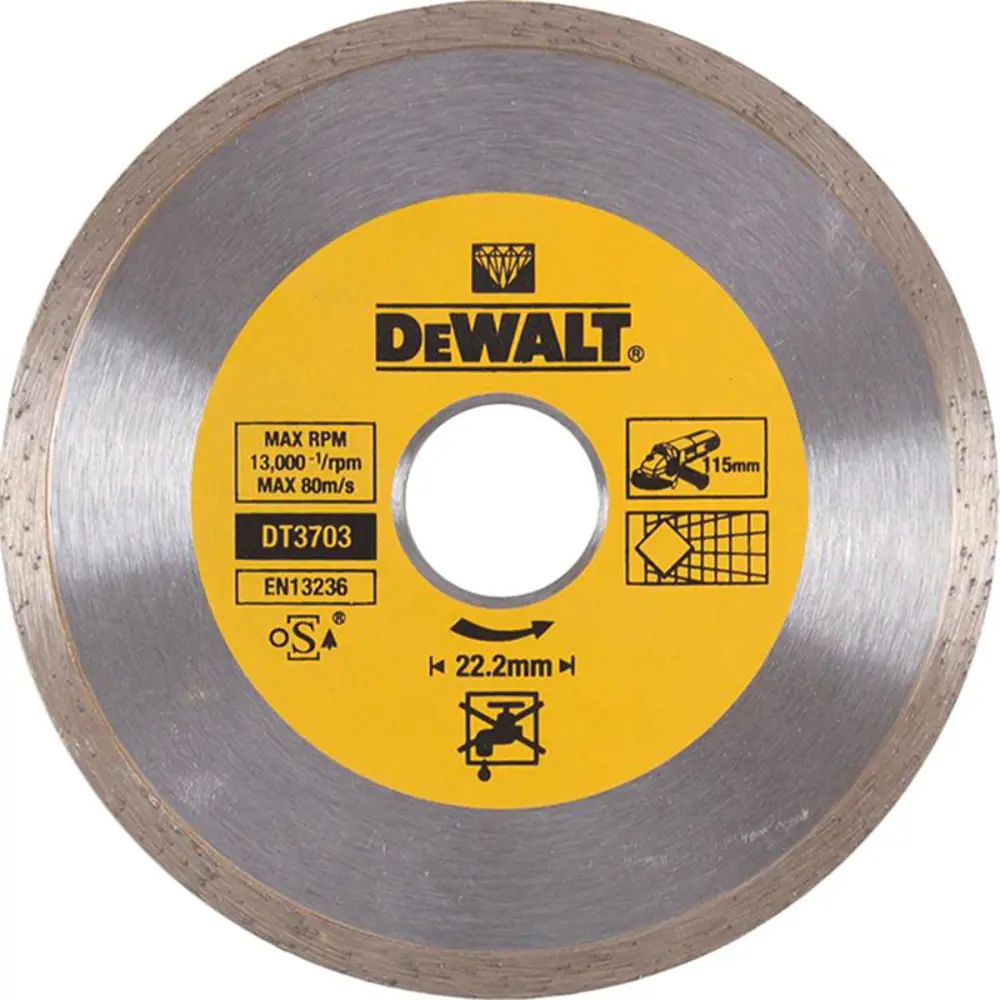 Фото Диск алмазный по керамике Dewalt DT3703-QZ сплошной 115x22.2x1.6 мм Фото Диск алмазный по керамике Dewalt DT3703-QZ сплошной 115x22.2x1.6 мм
