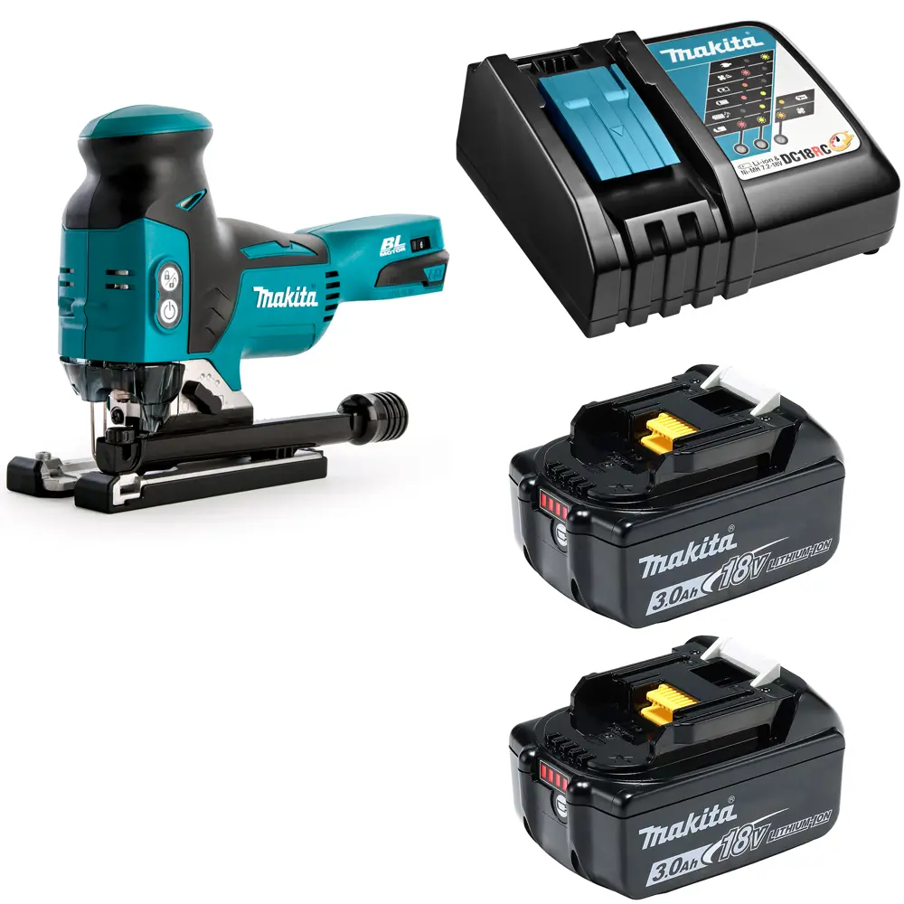 Фото Лобзик аккумуляторный бесщеточный Makita LXT DJV181RFE, 18 В Li-Ion 2x3 Ач Фото Лобзик аккумуляторный бесщеточный Makita LXT DJV181RFE, 18 В Li-Ion 2x3 Ач