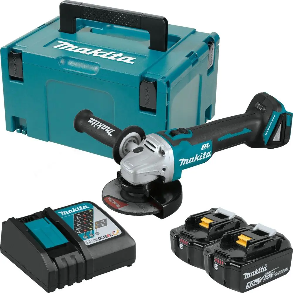 Фото УШМ аккумуляторная бесщеточная Makita DGA504RTJ, 18 В Li-Ion 2x5 Ач, 125 мм Фото УШМ аккумуляторная бесщеточная Makita DGA504RTJ, 18 В Li-Ion 2x5 Ач, 125 мм