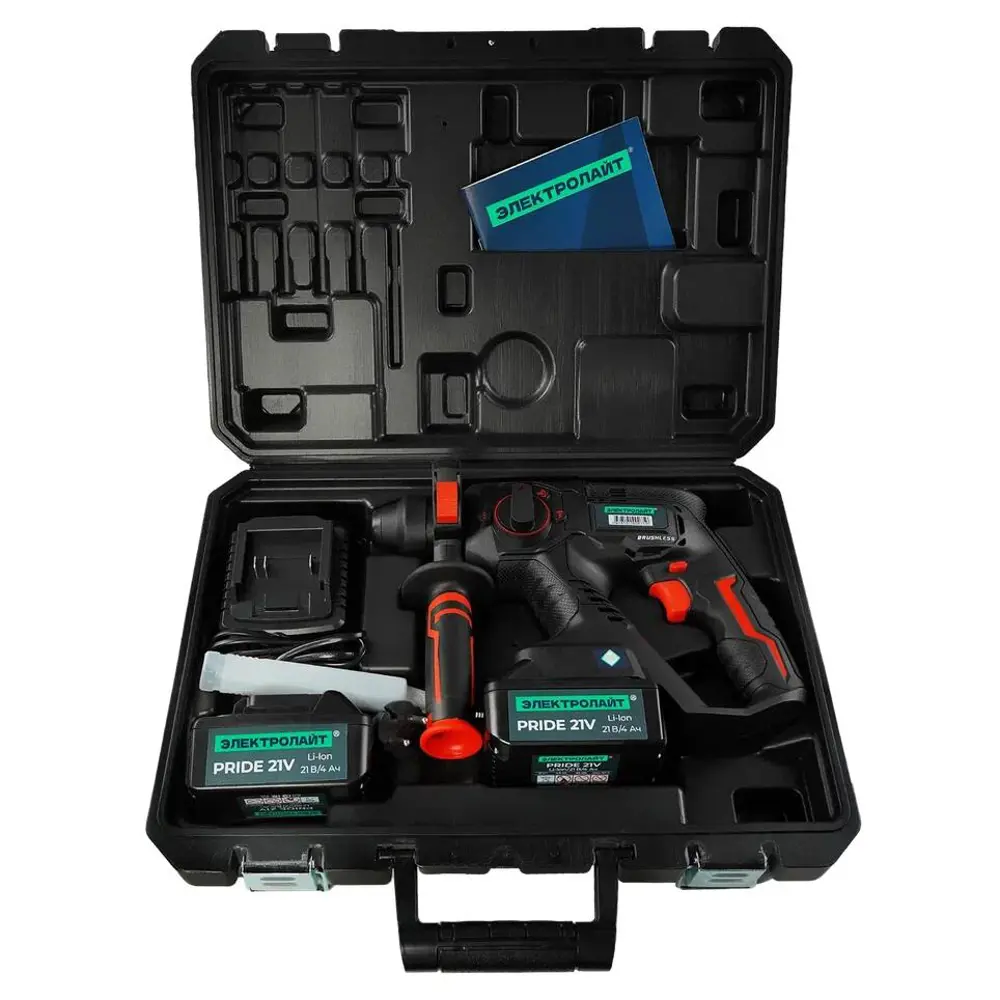 Фото 3 Перфоратор аккумуляторный бесщёточный SDS Plus Electrolite PRIDE BHD 26, 21 В Li-Ion 2x4 Ач, 2.6 Дж Фото 3 Перфоратор аккумуляторный бесщёточный SDS Plus Electrolite PRIDE BHD 26, 21 В Li-Ion 2x4 Ач, 2.6 Дж