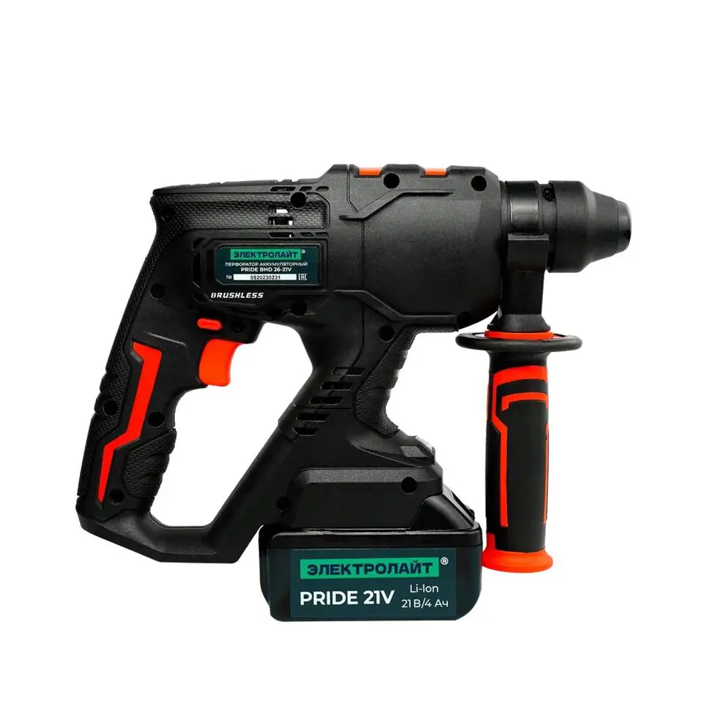 Фото 6 Перфоратор аккумуляторный бесщёточный SDS Plus Electrolite PRIDE BHD 26, 21 В Li-Ion 2x4 Ач, 2.6 Дж Фото 6 Перфоратор аккумуляторный бесщёточный SDS Plus Electrolite PRIDE BHD 26, 21 В Li-Ion 2x4 Ач, 2.6 Дж