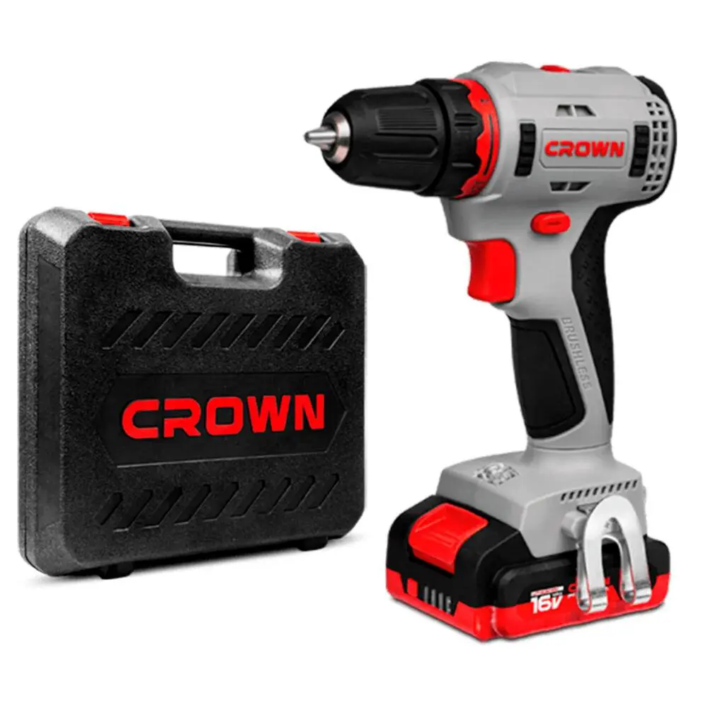 Фото Дрель-шуруповерт аккумуляторная бесщеточная Crown CT21092H-2, 16 В Li-Ion 2x2 Ач Фото Дрель-шуруповерт аккумуляторная бесщеточная Crown CT21092H-2, 16 В Li-Ion 2x2 Ач