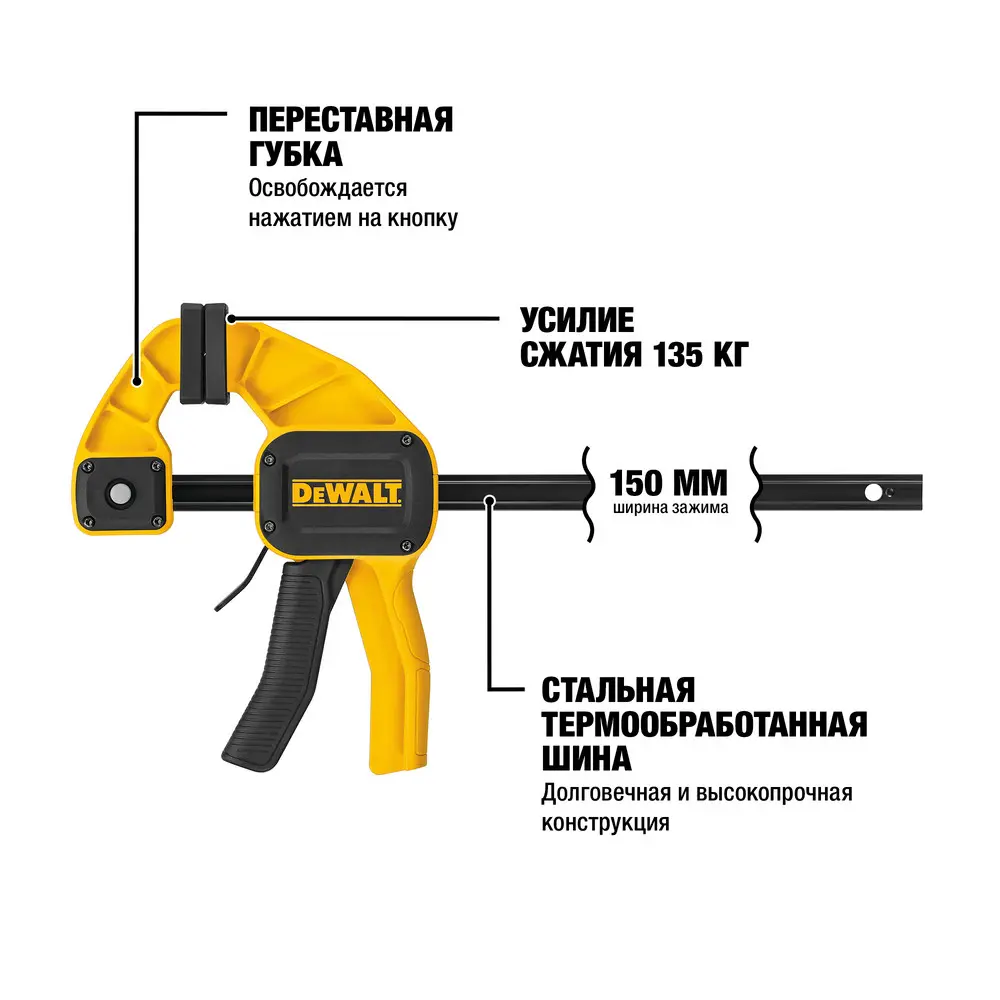 Фото 3 Струбцина быстрозажимная Dewalt DWHT0-83192 150 мм Фото 3 Струбцина быстрозажимная Dewalt DWHT0-83192 150 мм