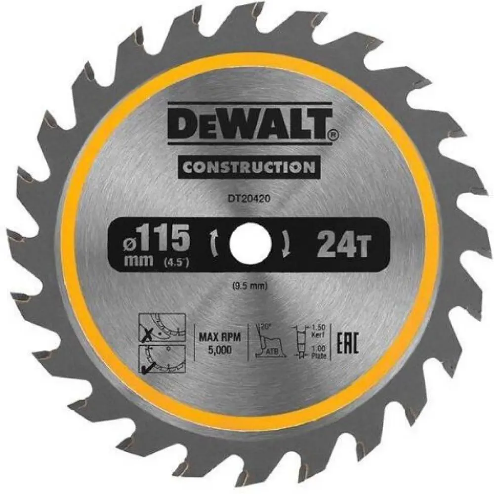 Фото Диск пильный по дереву Dewalt DT20420-QZ 24T 115x9.5x1.5 мм