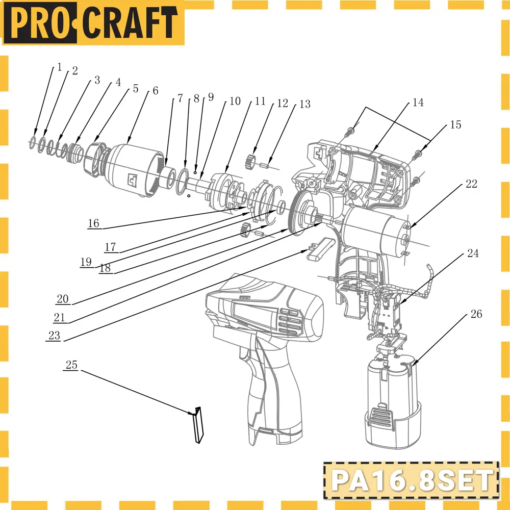 Фото 9 Набор аккумуляторного инструмента Procraft PA168SET Фото 9 Набор аккумуляторного инструмента Procraft PA168SET