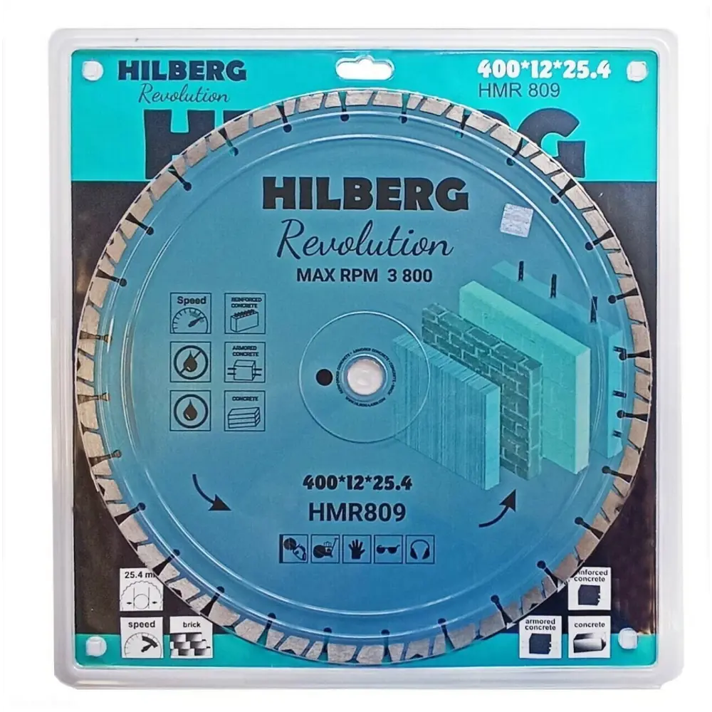 Фото Диск алмазный по железобетону Hilberg HMR809 сегментный 400x25.4x3.8 мм Фото Диск алмазный по железобетону Hilberg HMR809 сегментный 400x25.4x3.8 мм