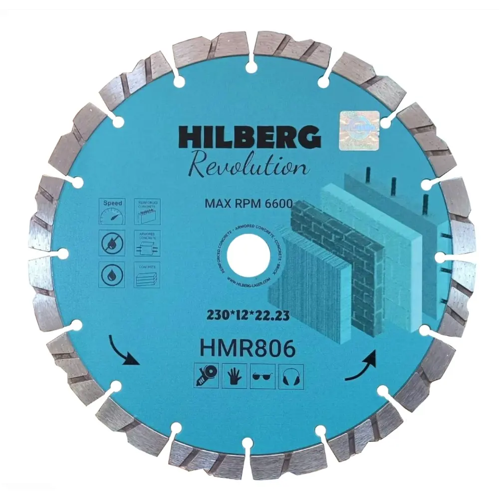 Фото Диск алмазный по железобетону Hilberg HMR806 сегментный 230x22.2x2.6 мм Фото Диск алмазный по железобетону Hilberg HMR806 сегментный 230x22.2x2.6 мм