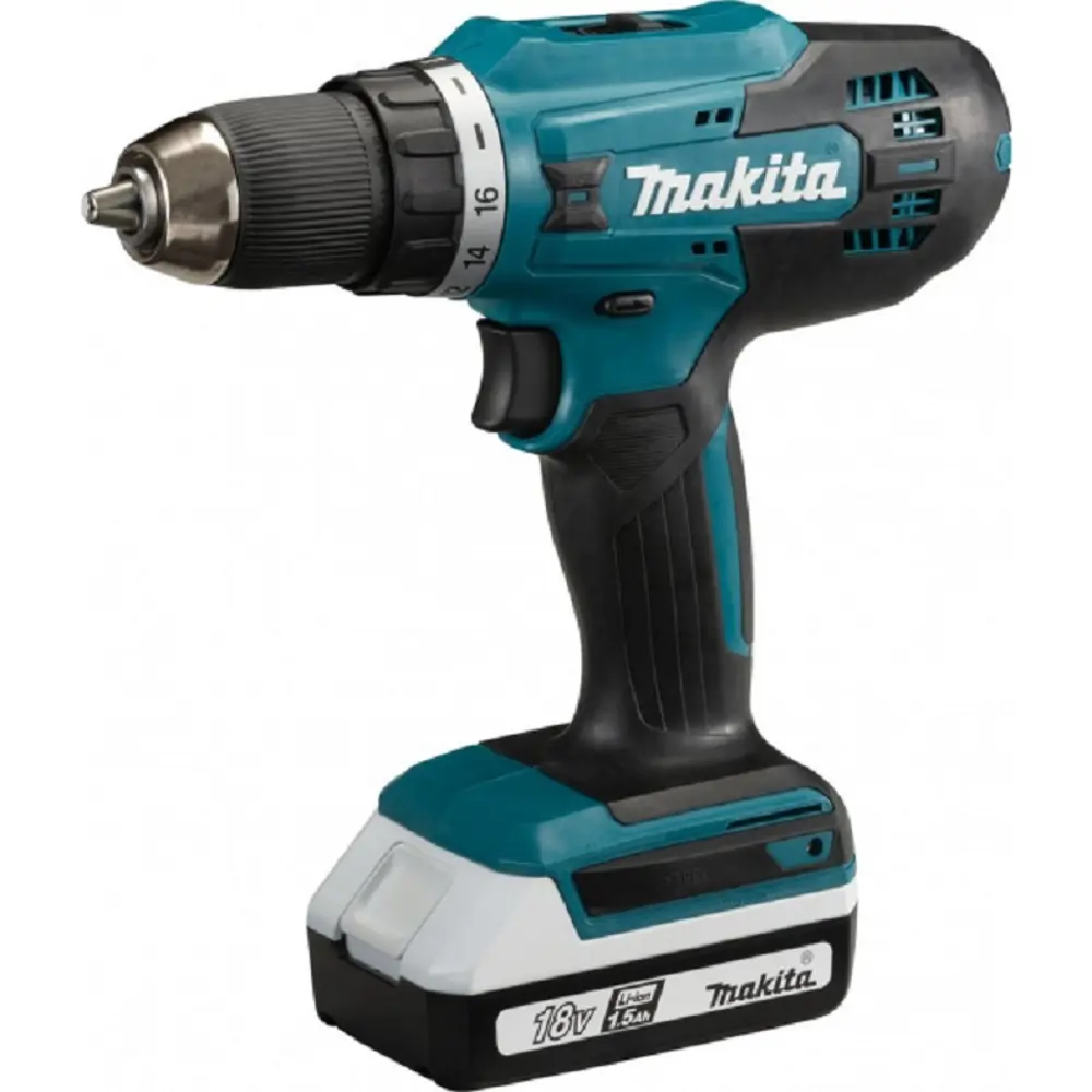 Фото Дрель-шуруповерт аккумуляторная Makita DF488DWE 1880068, 18 В Li-Ion 2x1.5А·ч Фото Дрель-шуруповерт аккумуляторная Makita DF488DWE 1880068, 18 В Li-Ion 2x1.5А·ч