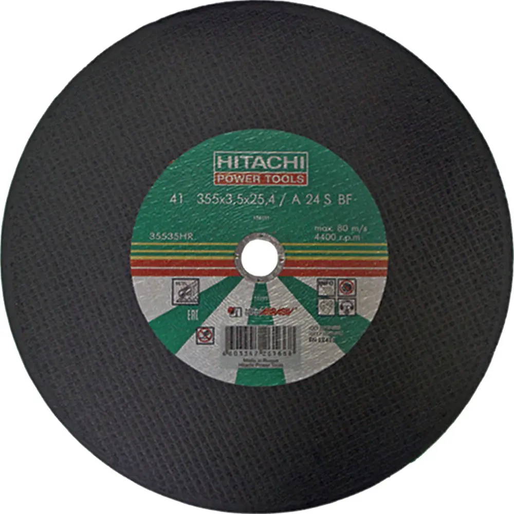 Фото Диск отрезной по металлу тип 41 Hitachi 355x25.4x3.5 мм Фото Диск отрезной по металлу тип 41 Hitachi 355x25.4x3.5 мм
