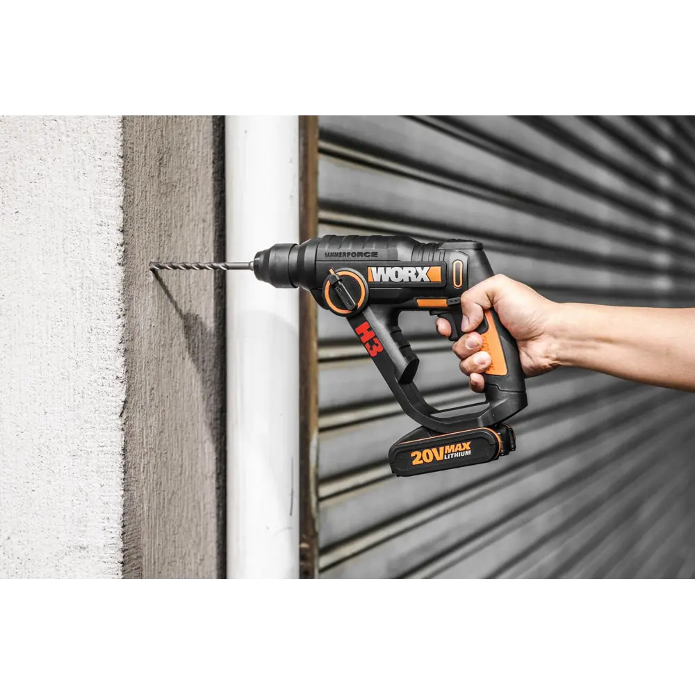 Фото 3 Перфоратор аккумуляторный универсальный Worx WX390.9, 20 В Li-Ion, без АКБ и ЗУч, 1.2 Дж Фото 3 Перфоратор аккумуляторный универсальный Worx WX390.9, 20 В Li-Ion, без АКБ и ЗУч, 1.2 Дж