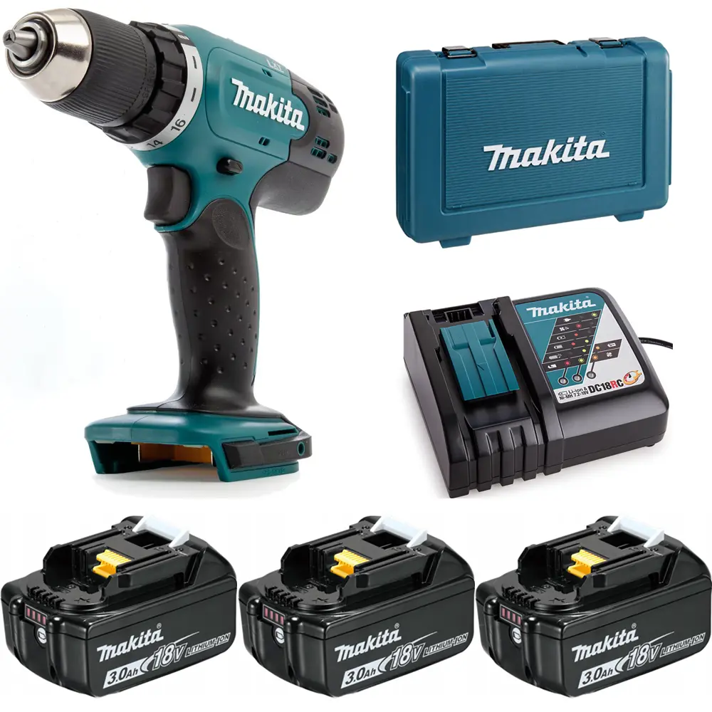 Фото Дрель-шуруповерт аккумуляторная Makita DDF453RF3, 18 В Li 3x3 Ач Фото Дрель-шуруповерт аккумуляторная Makita DDF453RF3, 18 В Li 3x3 Ач