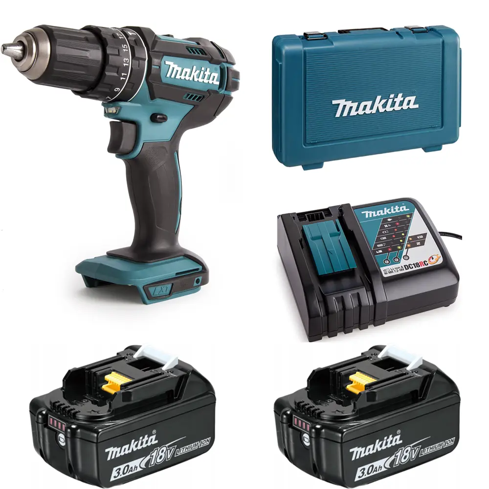 Фото Дрель-шуруповерт аккумуляторная бесщеточная ударная Makita DHP482RFE, 18 В Li-Ion 2x3 Ач Фото Дрель-шуруповерт аккумуляторная бесщеточная ударная Makita DHP482RFE, 18 В Li-Ion 2x3 Ач