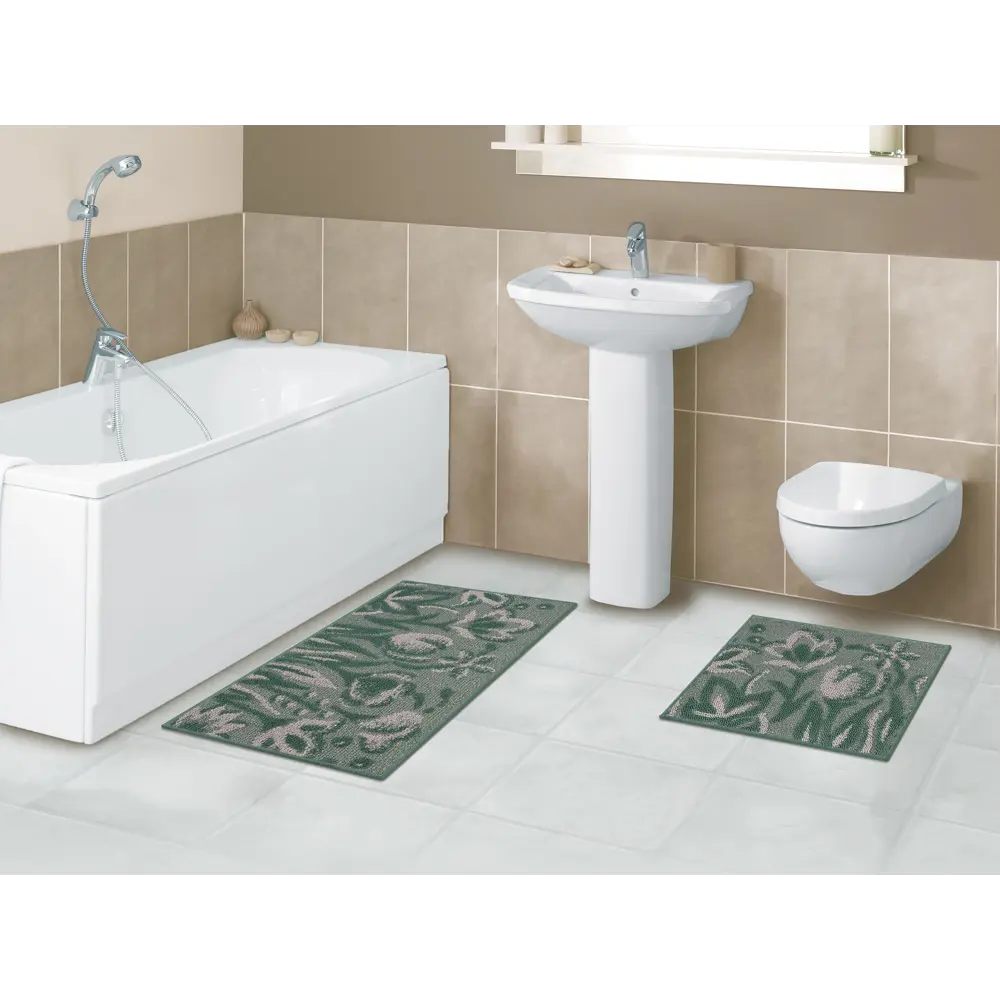 Фото 3 Набор ковриков SHAHINTEX LOOP ITALIANO 802364 48x80+48x50 см цвет зеленый Фото 3 Набор ковриков SHAHINTEX LOOP ITALIANO 802364 48x80+48x50 см цвет зеленый
