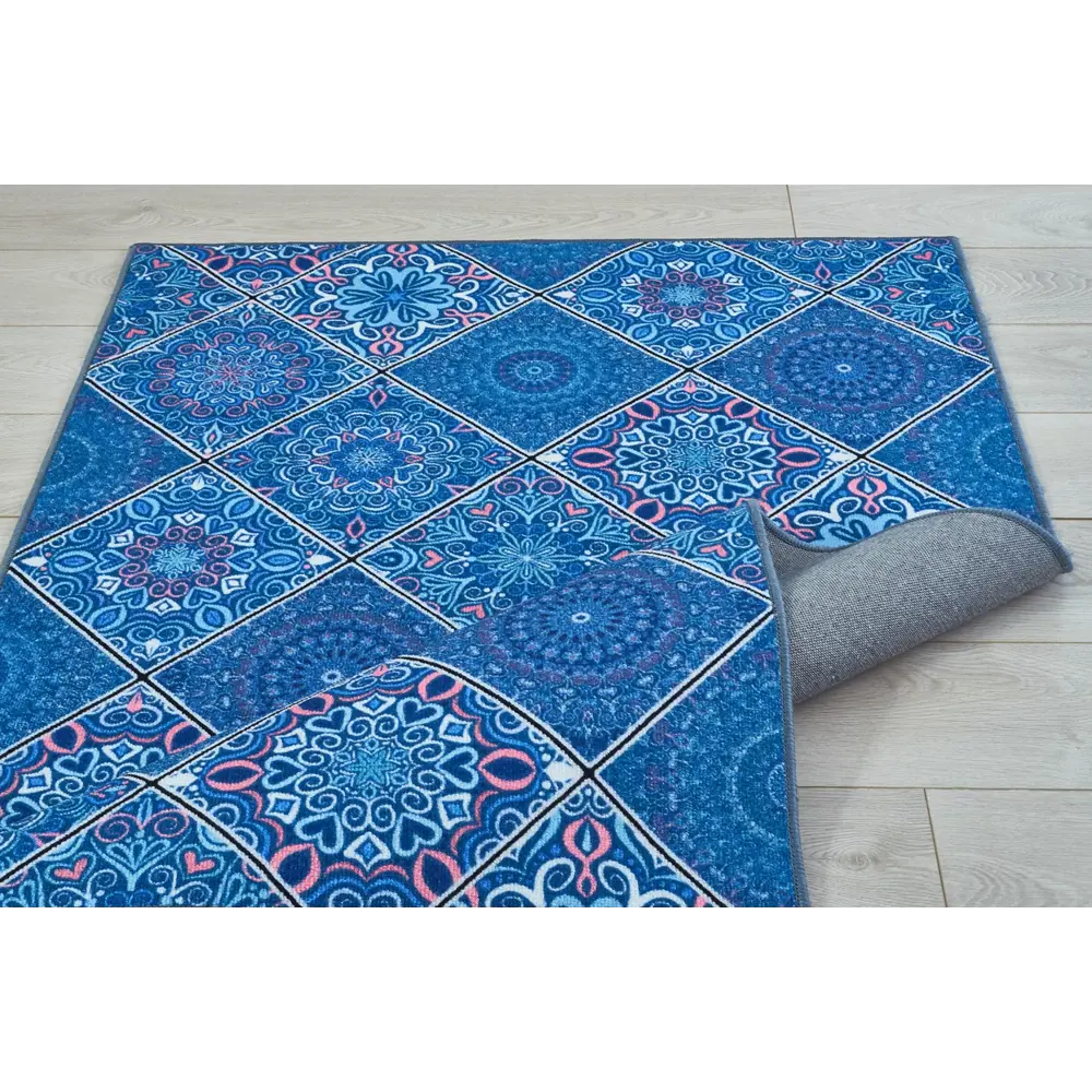 Фото 2 Коврик Розетта Дижитал на хлопковой основе Cleopatra 100x170 600652-1001 синие ромбы Фото 2 Коврик Розетта Дижитал на хлопковой основе Cleopatra 100x170 600652-1001 синие ромбы