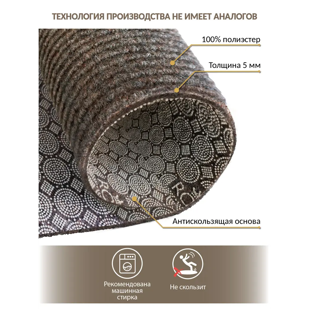 Фото 2 Коврик грязезащитный Shahintex Практик ребристый антискользящий 60x90 см цвет мокко Фото 2 Коврик грязезащитный Shahintex Практик ребристый антискользящий 60x90 см цвет мокко