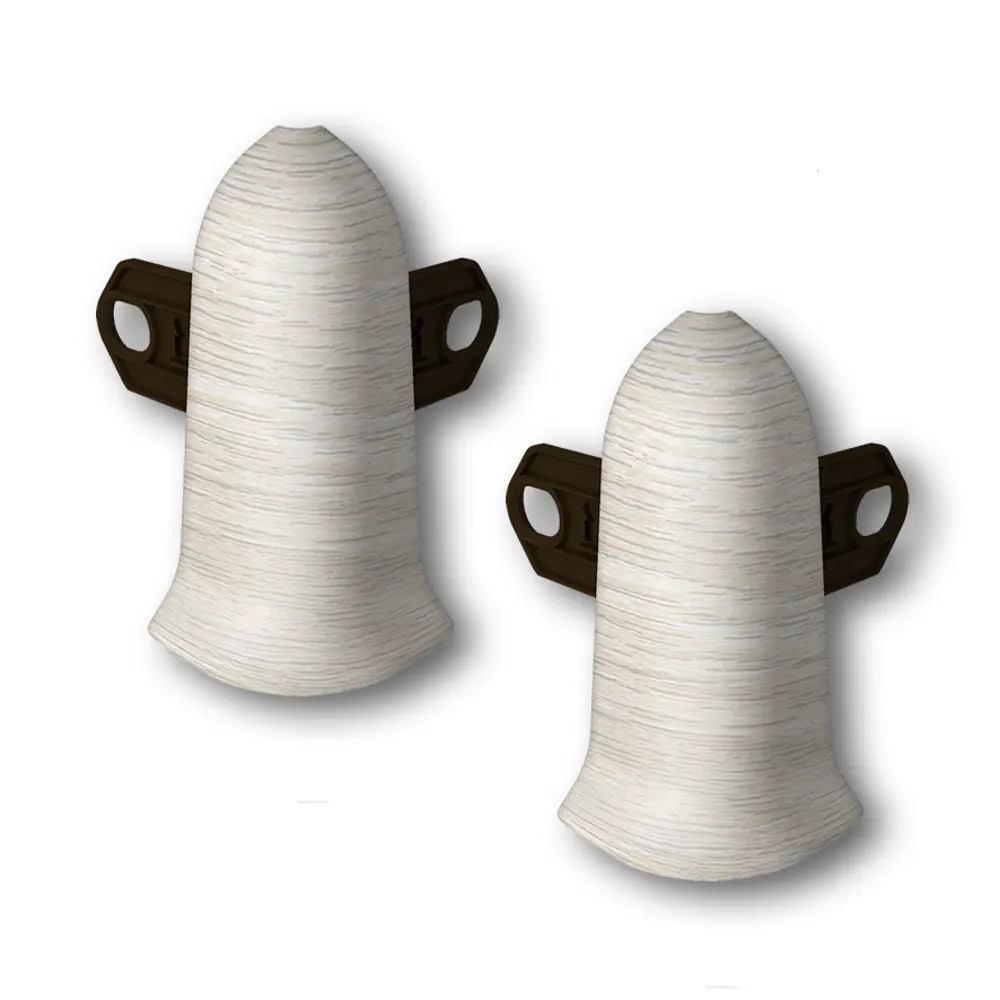 Фото Угол наружный (внешний) с крепежом для плинтуса Идеал Классик 252 Ясень белый 55 мм 10 шт.