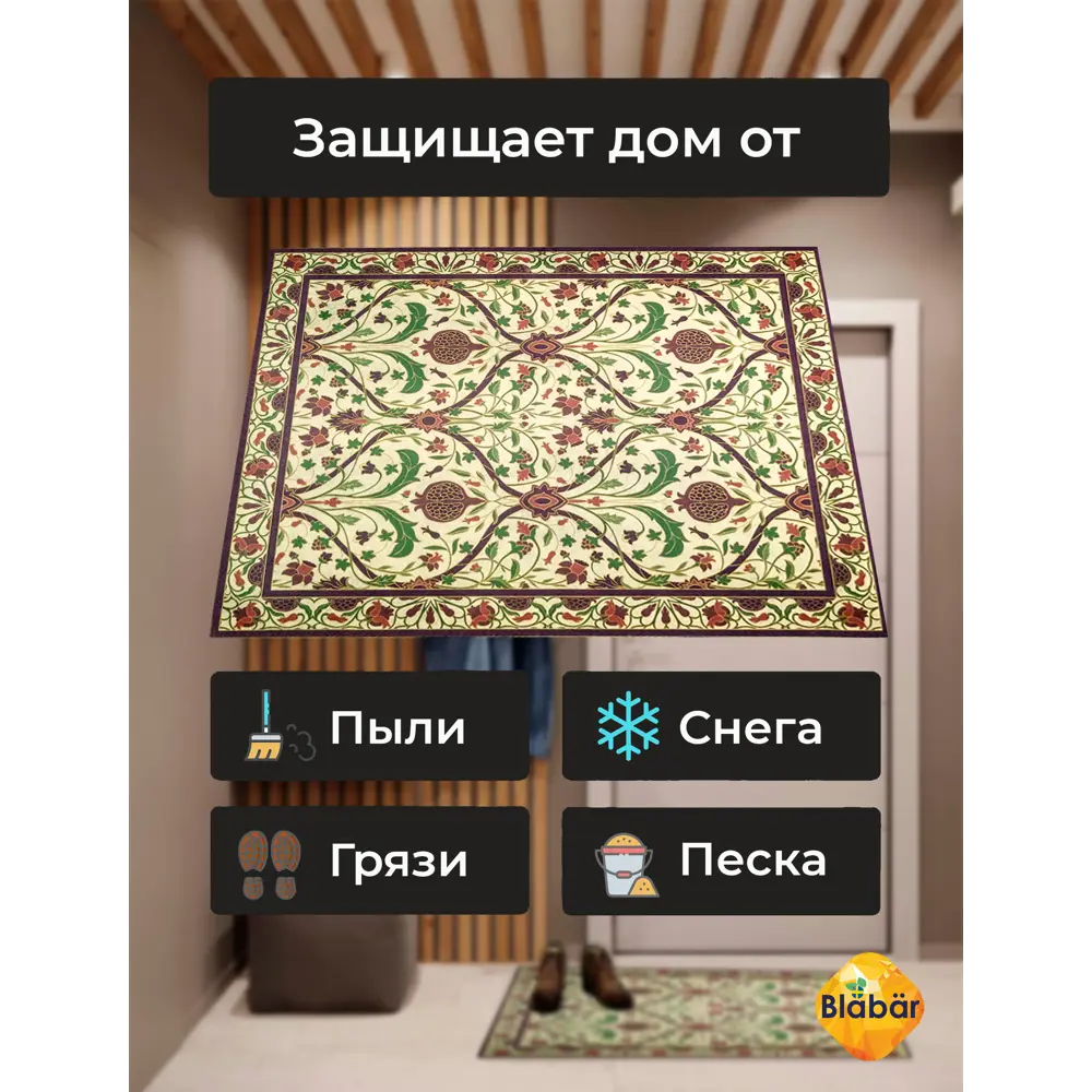 Фото 3 Коврик влаговпитывающий Blabar ПВХ 61166-б/к-ЛМ 50x80 см цвет желтый Фото 3 Коврик влаговпитывающий Blabar ПВХ 61166-б/к-ЛМ 50x80 см цвет желтый