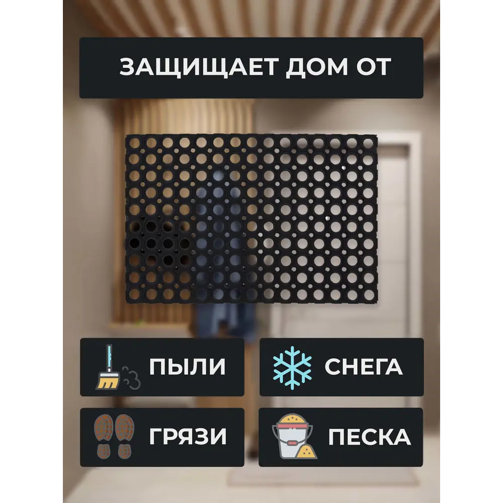 Фото 3 Коврик грязезащитный резиновый Blabar 38x79 см цвет черный Фото 3 Коврик грязезащитный резиновый Blabar 38x79 см цвет черный