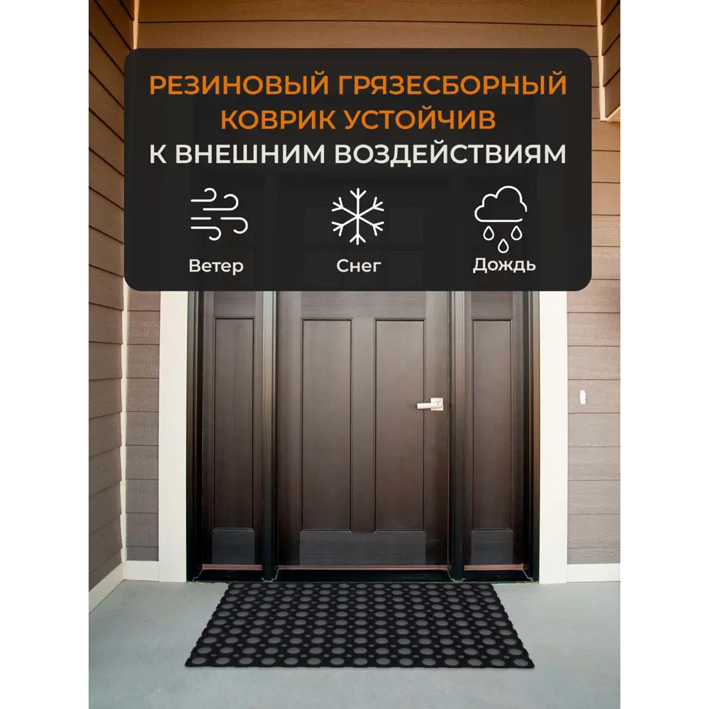 Фото 7 Коврик грязезащитный резиновый Blabar 38x80 см цвет черный Фото 7 Коврик грязезащитный резиновый Blabar 38x80 см цвет черный