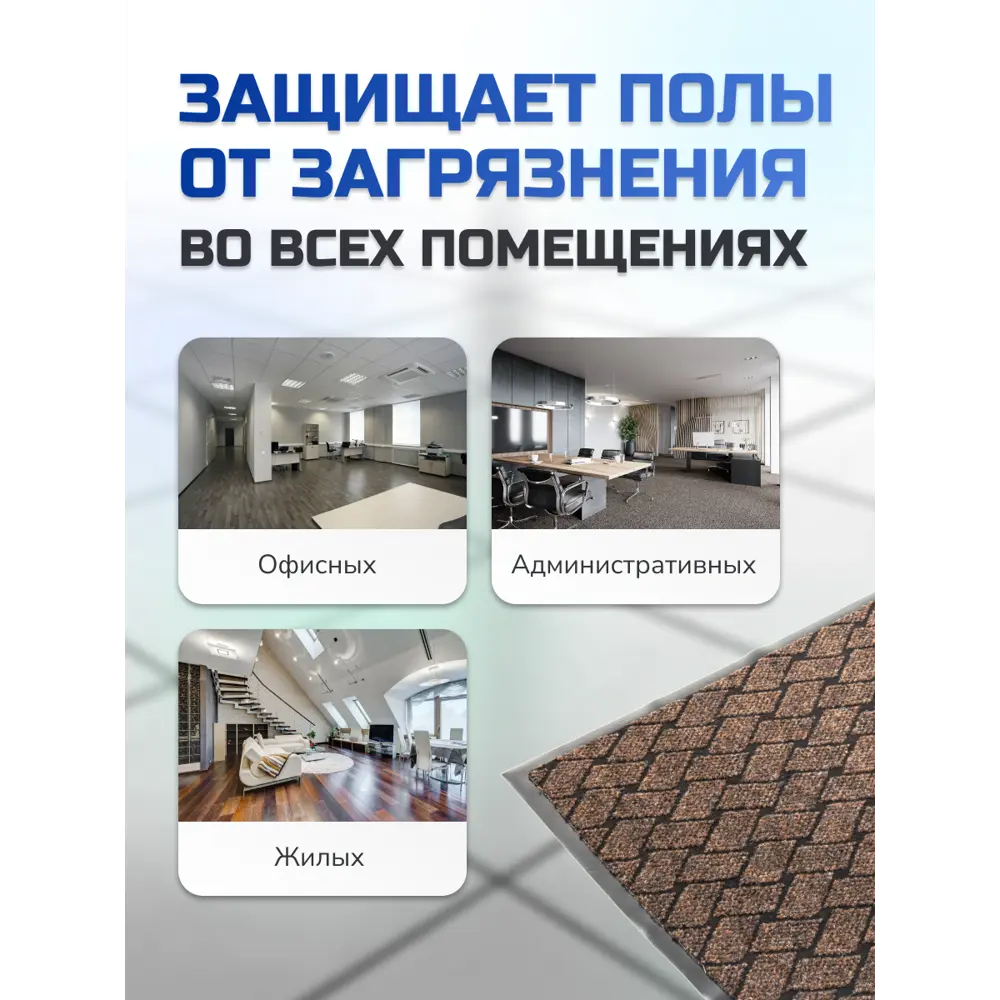 Фото 4 Коврик влаговпитывающий ребристый In'Loran Крафт 70-8122 80x120 см цвет коричневый Фото 4 Коврик влаговпитывающий ребристый In'Loran Крафт 70-8122 80x120 см цвет коричневый