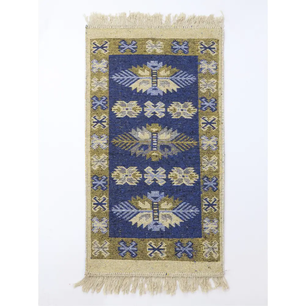 Фото Коврик декоративный L'Cadesi Kilim Usak UK01 Хлопок 60x90 см цвет синий Фото Коврик декоративный L'Cadesi Kilim Usak UK01 Хлопок 60x90 см цвет синий