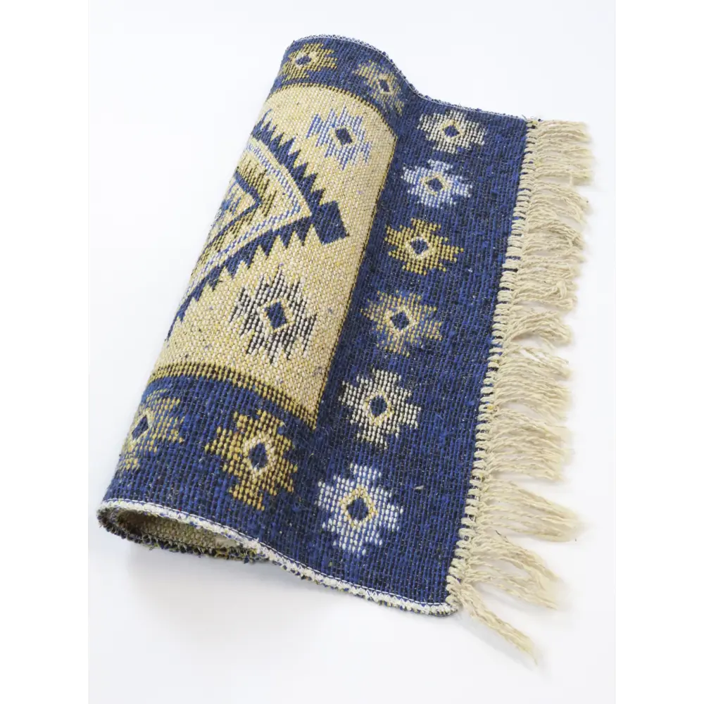 Фото 3 Коврик декоративный L'Cadesi Kilim Usak UK02 Хлопок 60x90 см цвет синий Фото 3 Коврик декоративный L'Cadesi Kilim Usak UK02 Хлопок 60x90 см цвет синий