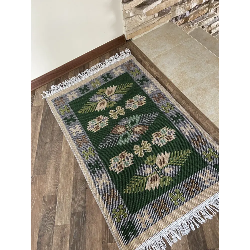 Фото 4 Коврик декоративный L'Cadesi Kilim Usak UK01 Хлопок 60x120 см цвет зеленый Фото 4 Коврик декоративный L'Cadesi Kilim Usak UK01 Хлопок 60x120 см цвет зеленый