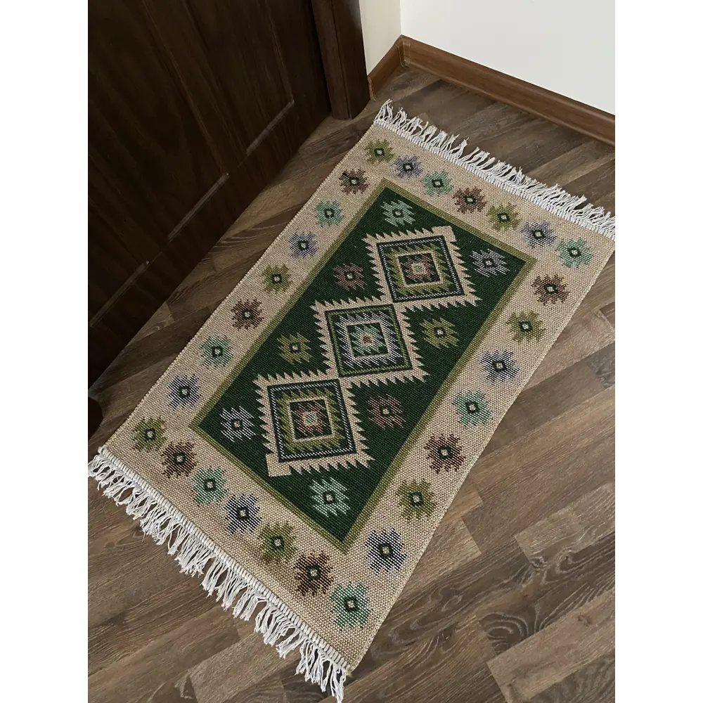 Фото 4 Коврик декоративный L'Cadesi Kilim Usak UK02 Хлопок 60x90 см цвет зеленый Фото 4 Коврик декоративный L'Cadesi Kilim Usak UK02 Хлопок 60x90 см цвет зеленый