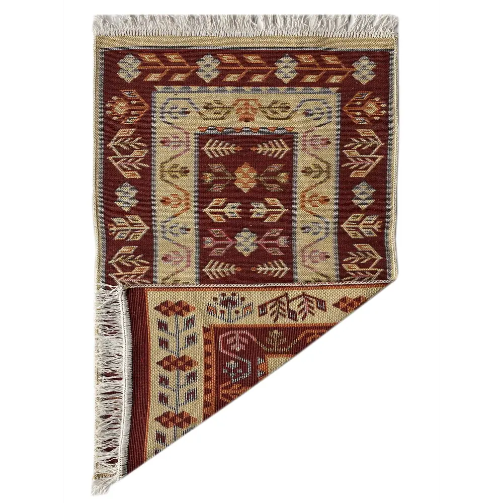 Фото 2 Коврик декоративный L'Cadesi Kilim Usak 1974 Хлопок 80x150 см цвет вишневый Фото 2 Коврик декоративный L'Cadesi Kilim Usak 1974 Хлопок 80x150 см цвет вишневый