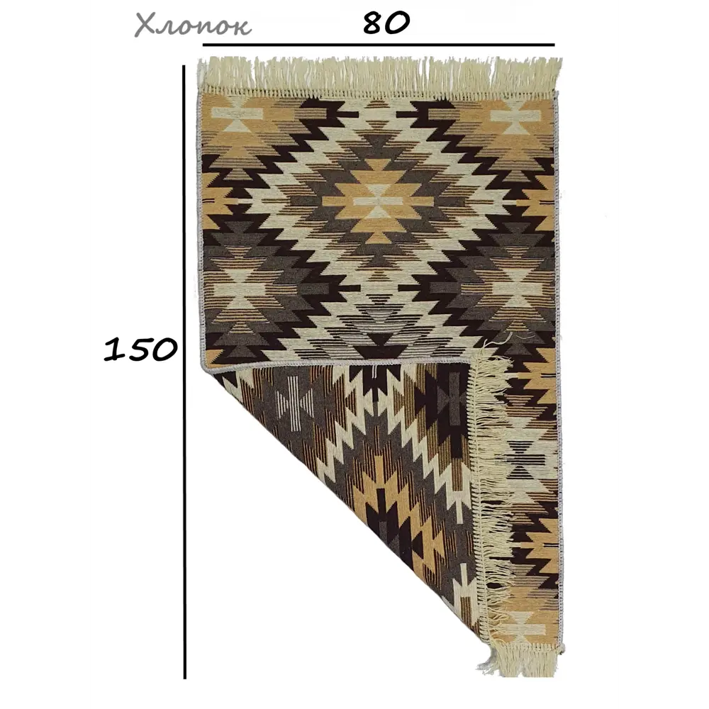 Фото Коврик декоративный L'Cadesi Kilim Gold 57434 Хлопок 80x150 см цвет серый Фото Коврик декоративный L'Cadesi Kilim Gold 57434 Хлопок 80x150 см цвет серый
