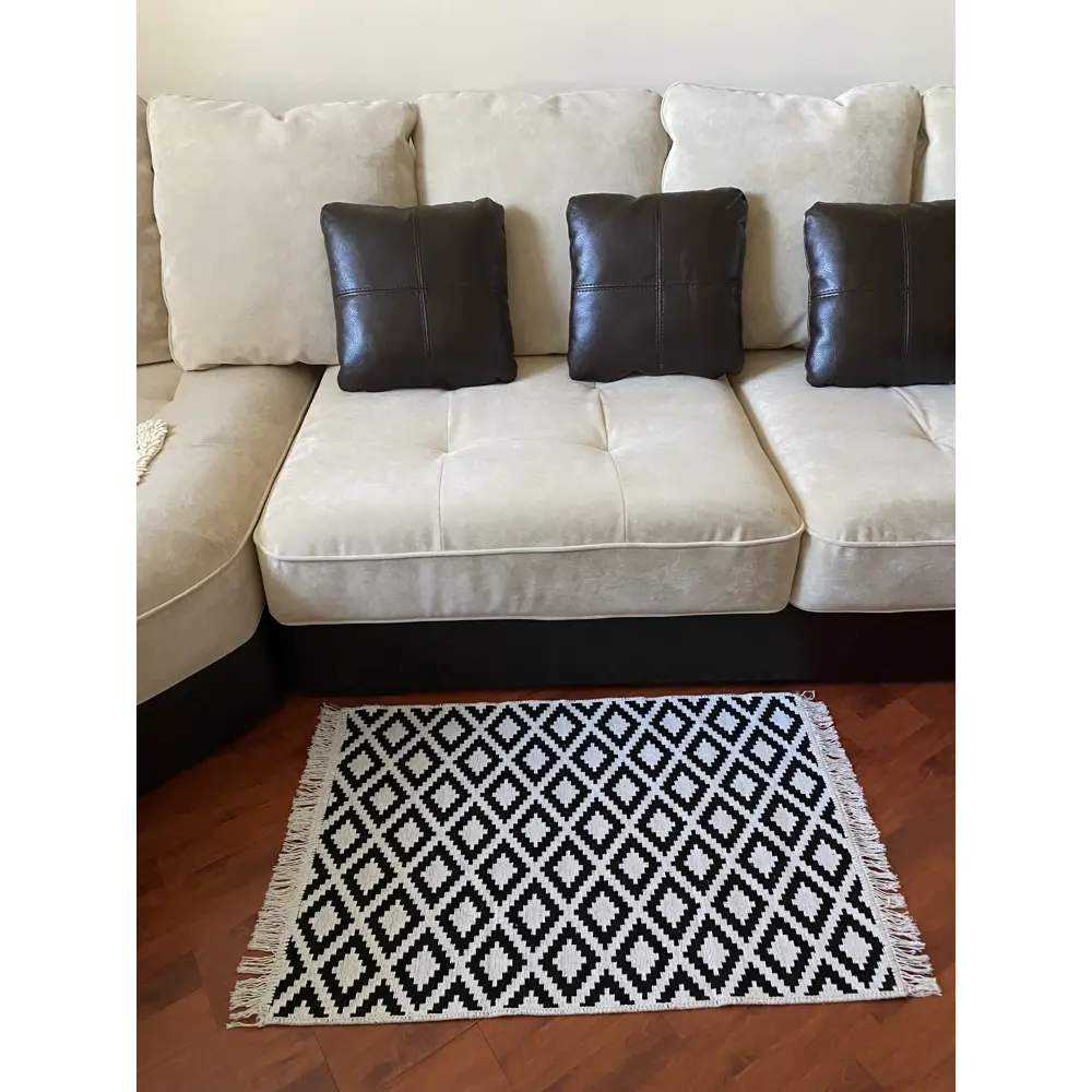 Фото 2 Коврик декоративный L'Cadesi Kilim Gold 57634 Хлопок 80x150 см цвет серый-черный Фото 2 Коврик декоративный L'Cadesi Kilim Gold 57634 Хлопок 80x150 см цвет серый-черный