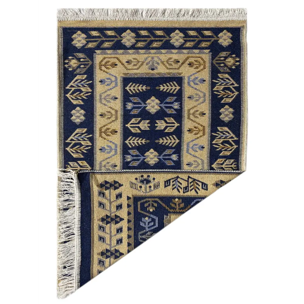Фото 2 Коврик декоративный L'Cadesi Kilim Usak UK1371 Хлопок 60x120 см цвет синий-бежевый Фото 2 Коврик декоративный L'Cadesi Kilim Usak UK1371 Хлопок 60x120 см цвет синий-бежевый