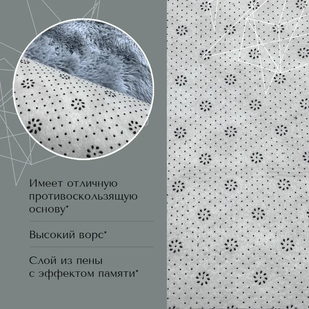 Фото 7 Ковер Mutas Carpet Fleece shaggy 80x120 см полиэстер цвет серый Фото 7 Ковер Mutas Carpet Fleece shaggy 80x120 см полиэстер цвет серый