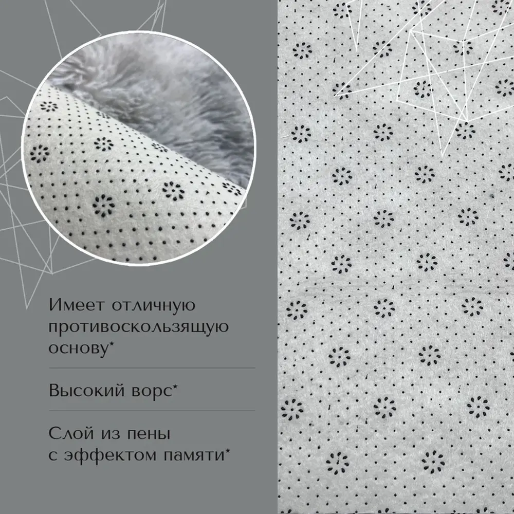 Фото 7 Ковер Mutas Carpet Fleece shaggy 120x160 см полиэстер цвет серый