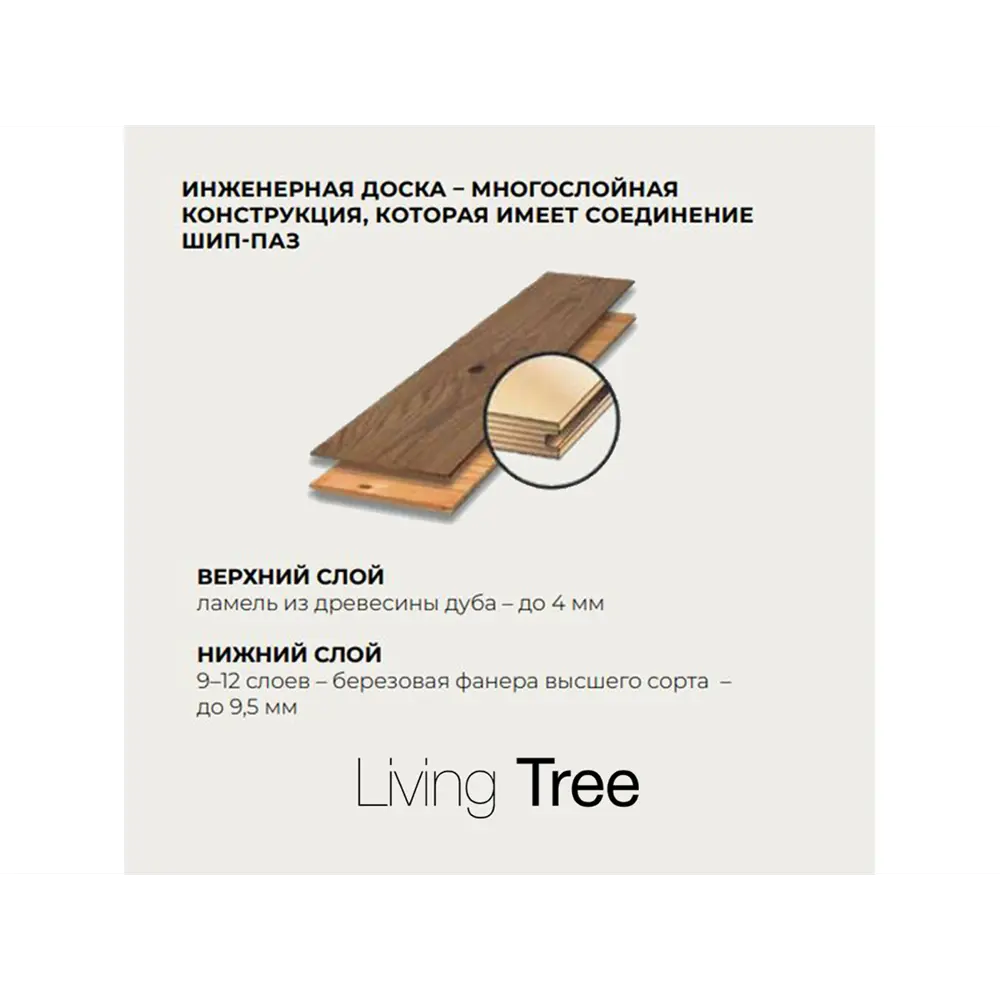 Фото 6 Паркет Living Tree Дуб Саванна Натур толщина 12 мм с фаской 1.94 м², цена за упаковку Фото 6 Паркет Living Tree Дуб Саванна Натур толщина 12 мм с фаской 1.94 м², цена за упаковку