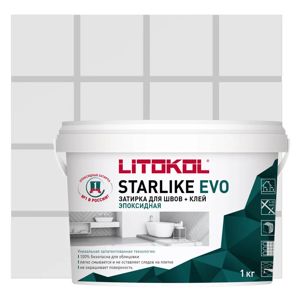 Фото Затирка эпоксидная Litokol Starlike Evo S.105 цвет белый титанио 1 кг Фото Затирка эпоксидная Litokol Starlike Evo S.105 цвет белый титанио 1 кг