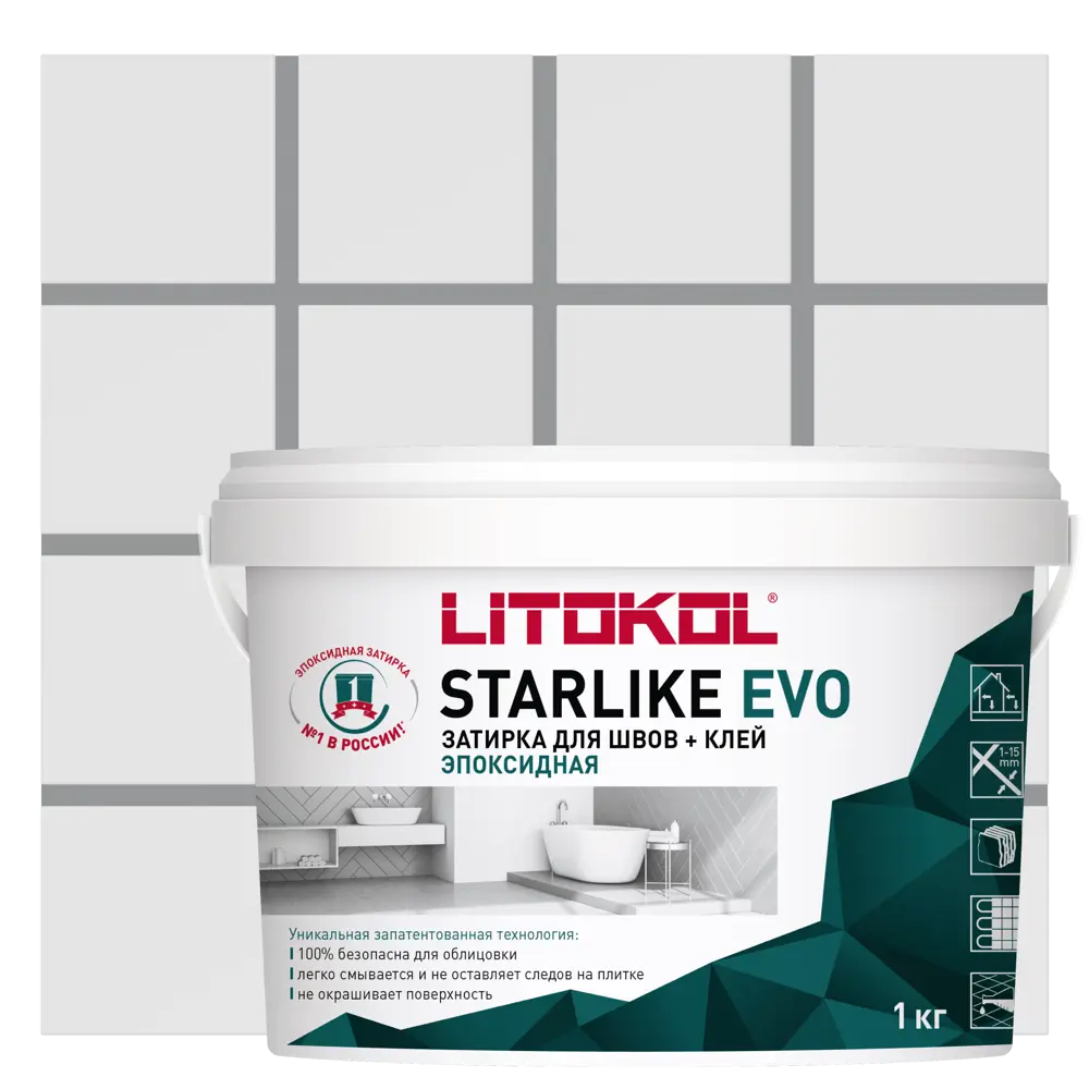Фото Затирка эпоксидная Litokol Starlike Evo S.110 цвет серый жемчуг 1 кг Фото Затирка эпоксидная Litokol Starlike Evo S.110 цвет серый жемчуг 1 кг